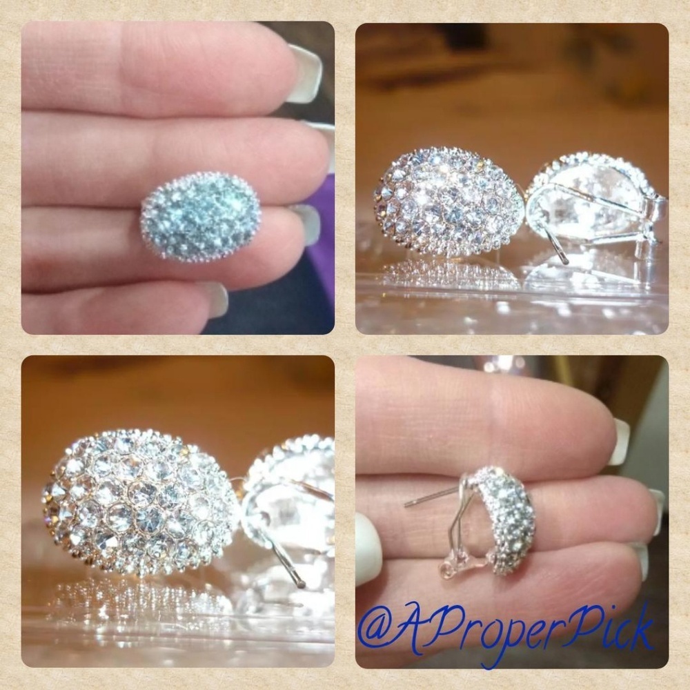 Crystal Rhinestone Lever Back Sparkler Earrings - Picture 3 of 3
